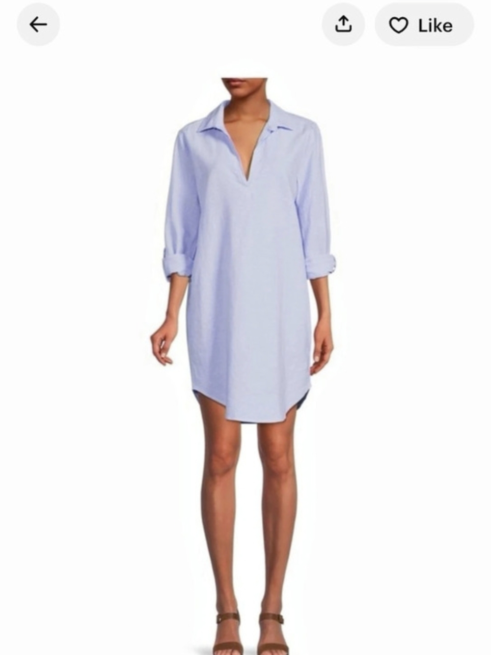 Saks Fifth Avenue Blue Linen Mini Shirt Dress Like New
